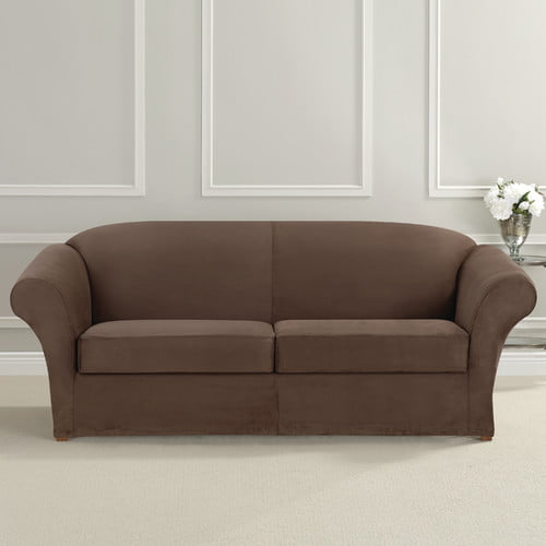 Sure Fit Ultimate Heavyweight Stretch, Sure Fit Stretch Suede 2 Piece T Cushion Sofa Slipcover