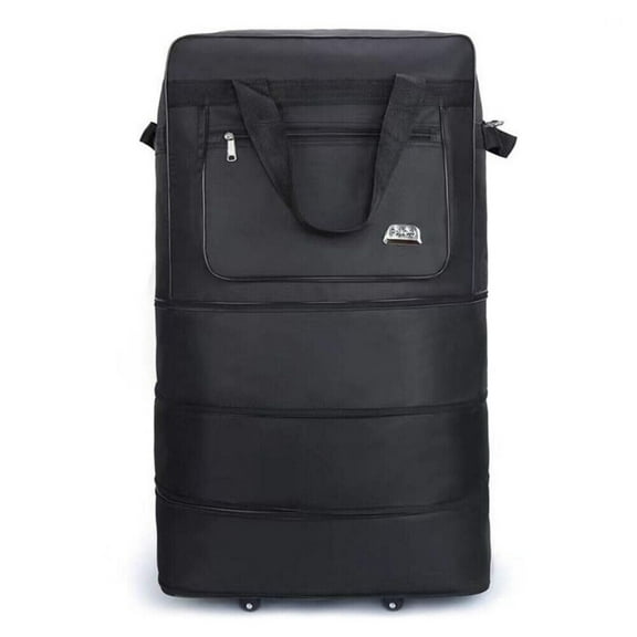 WSYW 3-Layer Expandable Rolling Duffle Bag 30" Wheeled Luggage Oxford Cloth Foldable Suitcase Black