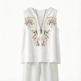 thumbnail image 6 of Delayuji Sleeveless Linen Shirt for Women Embroidery Casual Comfy Tank Tops For Women Linen Shirts Womens Summer Top Loose Lightweight Blouses M-5XL White M, 6 of 7