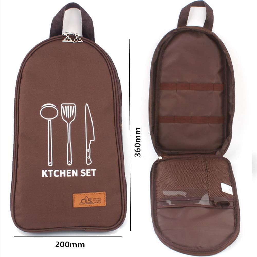 Chnrong Camping Travel Cooking Utensils Organizer Travel Bag Portable Pouch Bag for BBQ Camp Cookware Kitchen Celebrity stripes