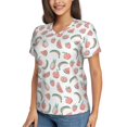 thumbnail image 5 of Yiaed Fruit Print Women's T Shirt V-Neck Short Sleeve Shirt Casual Breathable Tee Summer Tops-Small, 5 of 5