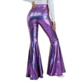 thumbnail image 5 of Idoravan Sequin Flare Pants Sparkly Glitter High Waisted Bell Bottoms Leggings Party Disco Clubwear for Women Women's High Elasticity High Waist Shiny Leather Skinny Pants, 5 of 5
