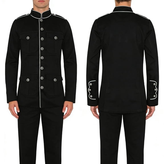 QHFBli Gothic Steampunk Army Officer Style Pea Coat Jacket