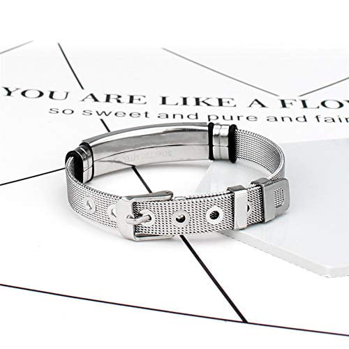 Custom Stainless Steel Emergency Medical Alert NO MRI Device Implant Bracelet for Women Men Personalized ID Bracelet Name ICE Alert Jewelry Life Saver,with Aid Bag