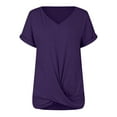 thumbnail image 5 of Uooqdmx Twist Front Tops for Women, Front Knot Tops for Women, V Neck T Shirts for Women, Front Tie Tops for Women, Womens Shirts Dressy Casual, Purple 2 3XL, 5 of 6