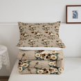 thumbnail image 5 of Homewish Halloween Skull Full Size Comforter Sets,Flowers Butterfly Dragonflies Bedding Comforter Set,Beige,Reversible,3 Pieces,1 Comforter and 2 Pillowcases, 5 of 7
