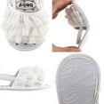 thumbnail image 4 of GYRATEDREAM Infant Baby Girls Summer Open Toe Sandals Toddler PU Leather Soft Flower Ruffle Princess Flat Shoes White for 0-18 Months, 4 of 8
