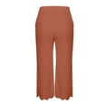 thumbnail image 5 of Stamzod Womens Capri Pants Fashion Solid Color Summer Stretch Waist Straight Wide Leg Cropped Pants Daily Casual Loose Plus Size Capris for Women with Pocket Orange XXXL, 5 of 5