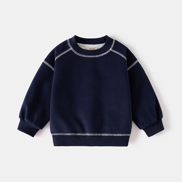 2025 primavera otoño sudadera con capucha para niños 2-6Y sudaderas finas de Color sólido con cuello redondo jersey de moda para niños prendas de vestir exteriores