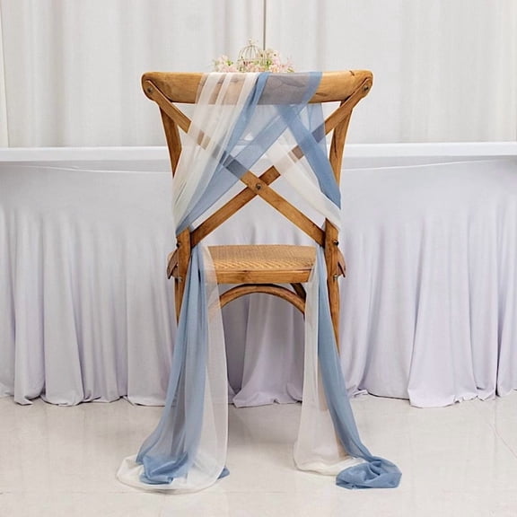 Balsa Circle 20 Dusty Blue Ivory Sheer Chair Sash Sashes Wedding Party Events Reception Home Decorations Supplies