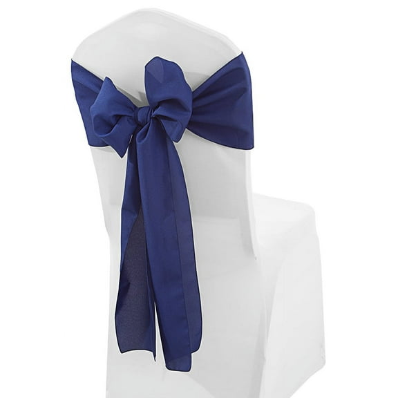 Wedding Linens Inc. (10 pcs) 8" x 108" Polyester Premium(200 GSM) Cotton Chair Sashes for Wedding, Events, Party Décor use - Navy Blue