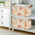 thumbnail image 2 of Yayeee Foldable Storage Basket for Shelves with Handles Set of 2 Waterproof Cloth Bins, Orange Starfish, 2 of 7