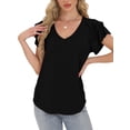 thumbnail image 4 of Sexy Dance Womens Summer Tops Ruffle Short Sleeve V Neck T-Shirts Casual Loose Fit Blouse Dressy Tops, 4 of 6