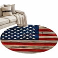 thumbnail image 2 of Independence Day Washable Round Area Rug 3.3 ft, Retro Farm American Flag Blue Star Red White Stripe, Soft Non Slip Rugs Stain Repellent Indoor Felt Carpet for Living Dining Room Bedroom Home Office, 2 of 9