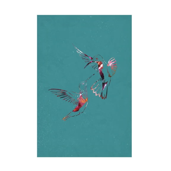 Trademark Fine Art Sarah Manovski  Pink Green Bird Flight Canvas Wall Art