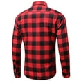 thumbnail image 3 of Pompotops Homme Automne Décontracté Coupe Ajustée Manches Longues Col Rabattu à Carreaux Poche Haut Blouse Chemise en Solde, 3 of 7