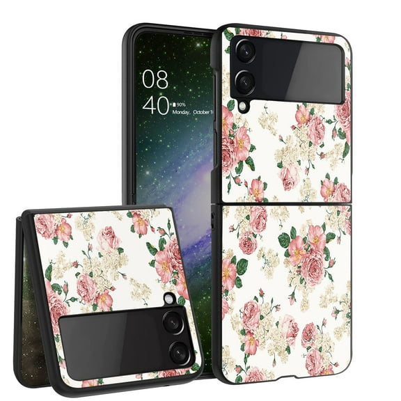 ANJ  Hard Protective Printed Case Cover Compatible with Samsung Galaxy Z Flip 4 - Classic Roses 2