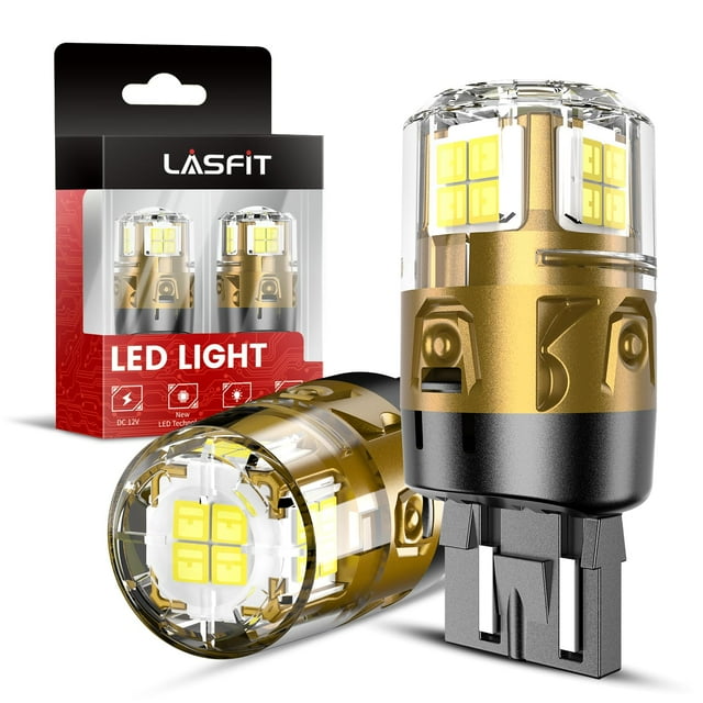 LASFIT 7443 7440 LED Bulbs Reverse Backup Light, 7444 7444na White T20 Daytime Running DRL Parking Lamp L-7440 W21W WY21W 6000K for Automotive Replacement, Plug and Play, Pack of 2