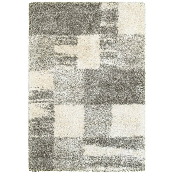 Oriental Weavers Henderson Shag Area Rug - 5502H - 9'10" x 12'10" - in Ivory/ Grey - Plush Soft Shag, Modern Style, Stain Resistant, Cushion Feel, Family, Dining, Living Room Rug