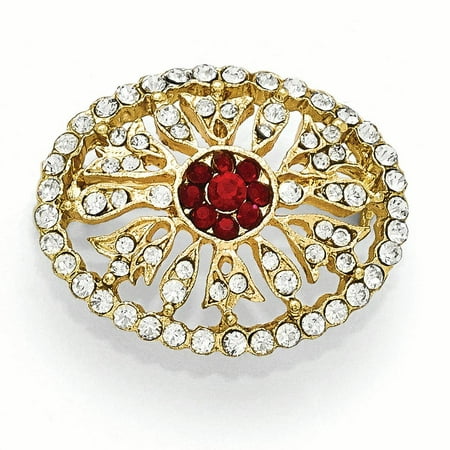 Gold-tone Downton Abbey Red & Clear Glass Oval Pin