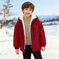 thumbnail image 5 of SGMVNU Boys and Girls Fall Winter Jackets Kids Boys Girls Winter Heavyweight Coat Solid Hooded Jacket Toddler Windproof Heavy Warm Outwear Coats for 15-18 Years Kid, az1222_3-Red, 5 of 5