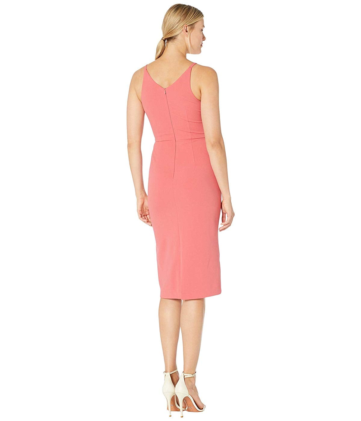 donna morgan crepe sheath midi dress