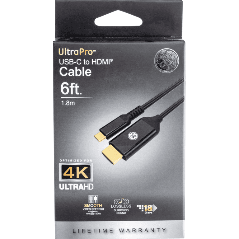 GE USB-C to HDMI 2.0 Computer Cable, 6ft - Walmart.com
