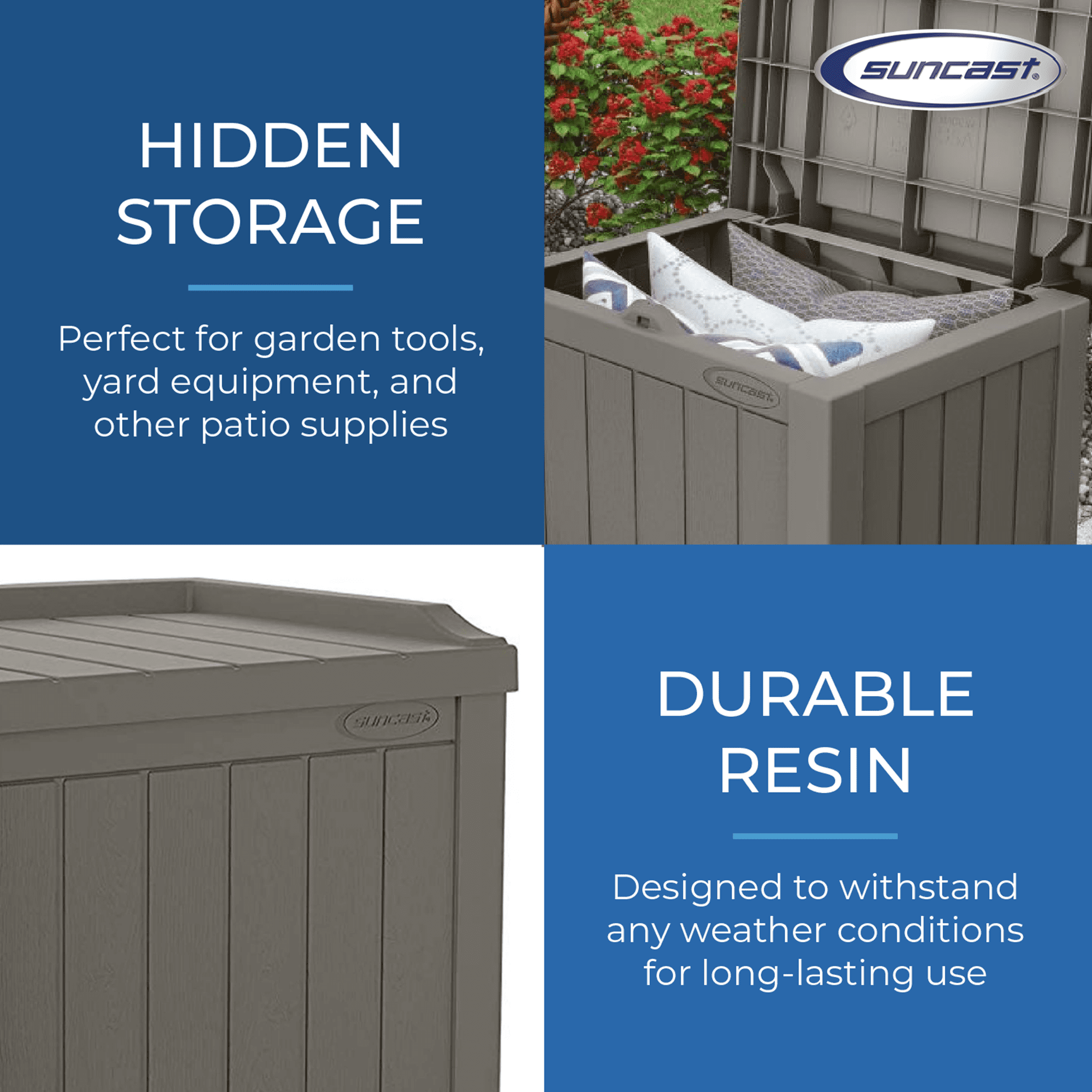 22 Gallon Small Deck Box with Storage Seat - Stoney