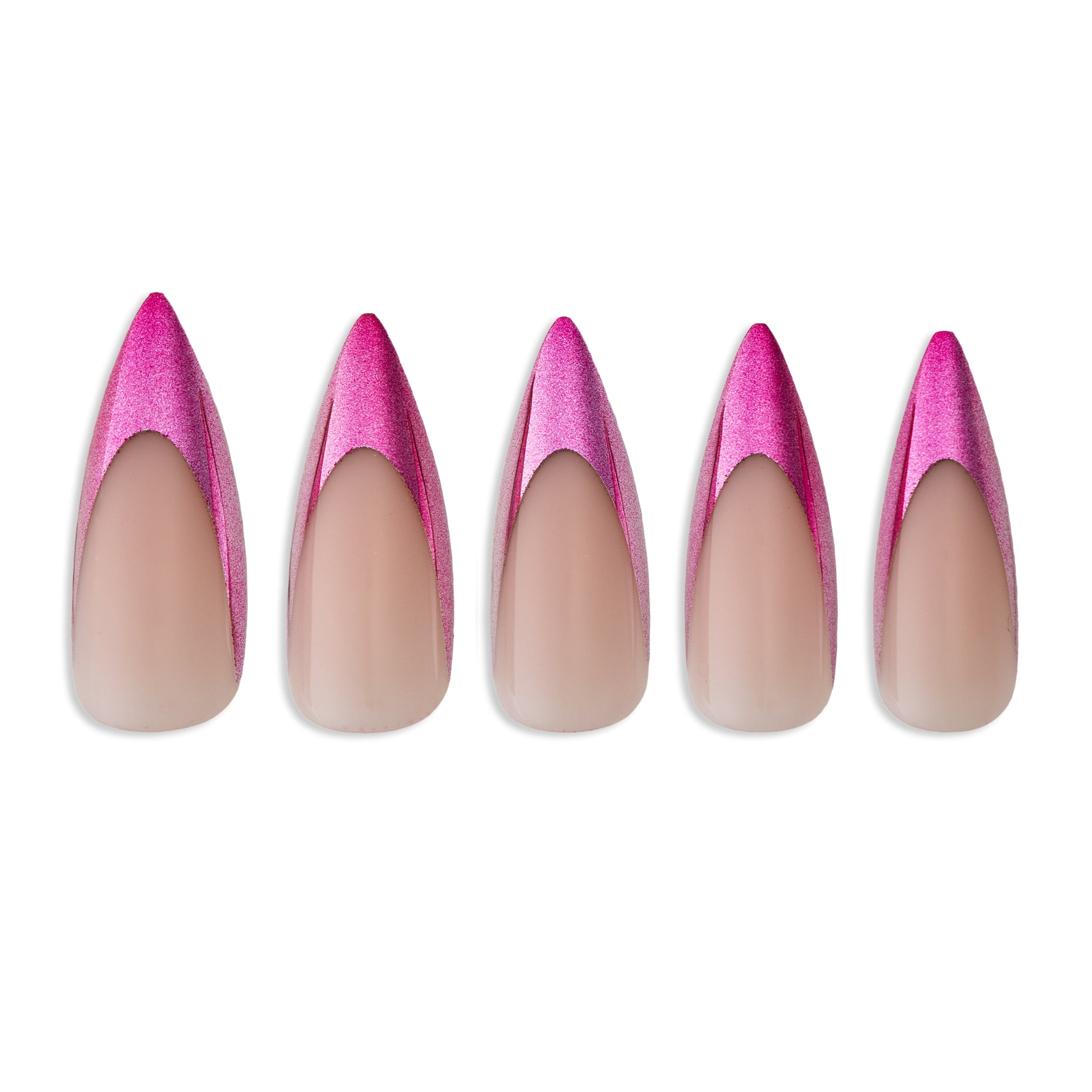 PaintLab Long Stiletto Press On Nails, Pink Chrome, 30 Count