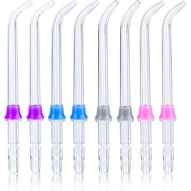 8 Pieces Flosser Replacement Tips for Waterpik Water Flosser, High-Pressure Water Flosser Tip Replacement, Compatible with Waterpik Oral Irrigator & Dental Flosser, Orthodontic Tips, 4 Colors