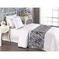 thumbnail image 2 of Leaf Print Bed Runner, Botanical Style Nostalgic Art Silhouettes Pattern on Striped Backdrop, Decorative Accent Bedding Scarf for Hotels Homes & Guest Rooms, Twin, Fawn Indigo and Dusk, by Ambesonne, 2 of 3