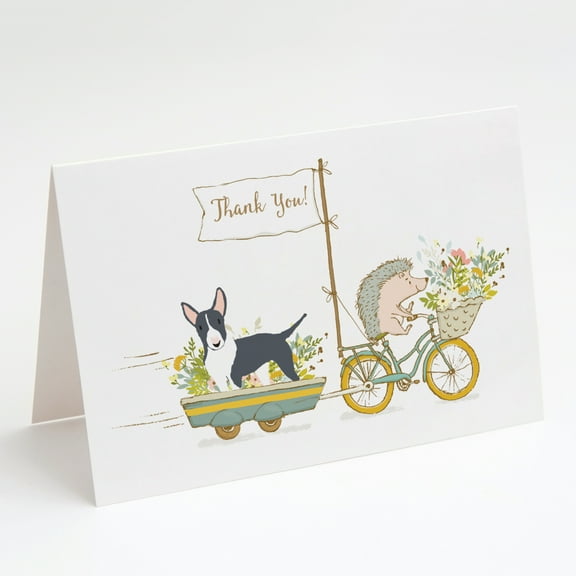Caroline's Treasures Bull Terrier Black and White Greeting Cards with Envelopes, 5" x 7" (8 Count)