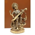 thumbnail image 2 of 15" Goddess Saraswati Settled in Her Majestic Stance In Brass | Handmade | Made In India, 2 of 4