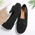 thumbnail image 6 of Pandaie Loafers for Women Comfortable Suede Tassel Walking Slip on Flats Shoes Lightweight Business Casual Work Penny Loafer Black Size 9.5, 6 of 9
