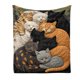 thumbnail image 2 of Manta de forro polar de franela con estampado de gatos multicolor durmiendo, para cama, sofá y sillón, tela ligera, cálida y acogedora para todas las estaciones., 2 of 5