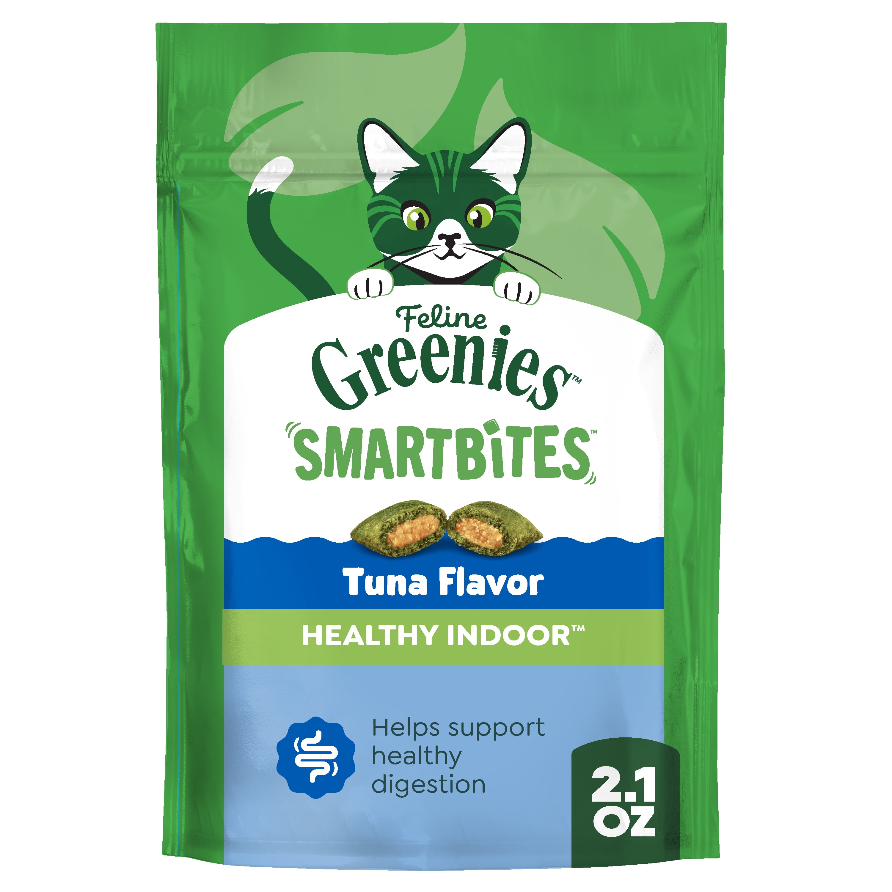 (12 pack) Greenies Feline Smartbites Tuna Flavor Healthy Indoor Cat Treats, 2.1 oz Pack