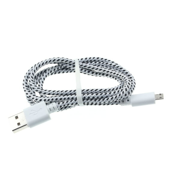 3ft USB Cable for Alcatel Go Flip 3 / Smartflip - MicroUSB Charger Cord Power Wire Sync Fast Charge Braided White O8W