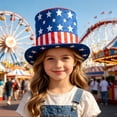 thumbnail image 5 of BiFandian 4th of July American Flag Tall Top Hat, Patriotic Red White Blue Star Stripe Party Hats, Wide Brim Star Printed Tall Cylinder Hat for Independence Day Memorial Day Decor, 5 of 7