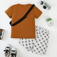 thumbnail image 3 of 4T Baby Boys Clothes 5T Boys 2PCS Summer Outfits Set Toddler Boys Short Sleeve Top Shorts Set with Bag Brown, 3 of 8