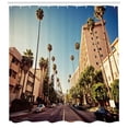 thumbnail image 3 of Ambesonne Urban Shower Curtain, Beverly Hills Street View, 69"Wx75"L, Pale Blue Peach Green, 3 of 3