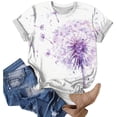 thumbnail image 6 of vigerkar Dandelion Graphic Floral T-Shirt Women Casual Summer Boho Tops Holiday Wildflowers Tee Shirts (Purple, L), 6 of 7
