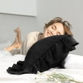 thumbnail image 4 of PiccoCasa Polyester Ruffle Pillowcases 2 Pcs with Envelope Black Standard, 4 of 7