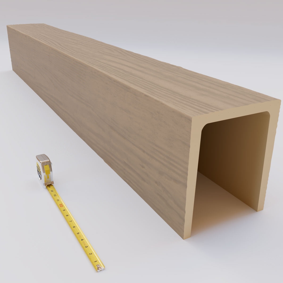Ekena Millwork 5 1/2"W x 7 1/2"H x 192"L 3-Sided (U-Beam) Mena HeritageTimber Faux Wood Ceiling Beam, Natural White Oak