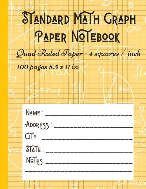 Standard Math Graph Paper Notebook Quad Ruled Paper 4 squares
