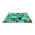 thumbnail image 2 of Ahgly Company Machine Washable Indoor Rectangle Patchwork Turquoise Blue Transitional Area Rugs, 8' x 10', 2 of 4