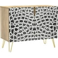 thumbnail image 3 of PixonSign Sideboard Buffet Cabinet, Kitchen Storage Cabinet with 2 Doors, Black & White Polygon Patterns, Cupboard Console Table for Dining Room - 35" L x 18" W x 29" H, 3 of 5