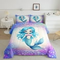 thumbnail image 3 of Feelyou Kawaii Blue Mermaid Bedding Comforter Set for Teen, Dreamy Ocean Princess Twin Comforter Sets, Glitter Fish Scale Reversible Bedding Set, Ultra Soft Bedroom Decor, 2-Piece, 3 of 9