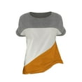 thumbnail image 4 of ZHENHONG T Shirts for Women,Casual Short Sleeved Loose Round Neck Tops Tredy Breathable Color Blocked T Shirts,Gold Women Blouses, 4 of 4