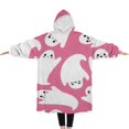 thumbnail image 2 of Oversized Wearable Blanket Hoodie,Cute Ghost Halloween Pattern Sherpa Blanket Hoodie with Super Pockets,Super Warm Fuzzy Pullover for Women & Men, 2 of 6