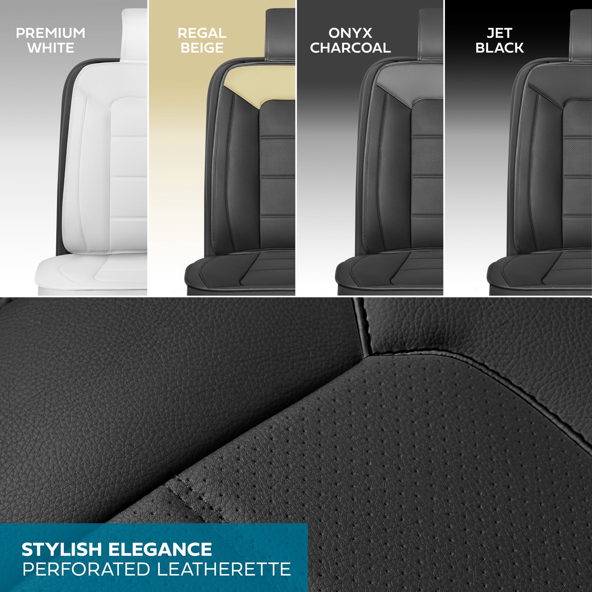 Motorbox Classic Edition Bench Seat Cover, Premium Faux Leather Back Seat Covers for Cars Trucks Vans SUV, Rear Car Seat Covers Back Seats Only, Automotive Interior Cover - Black